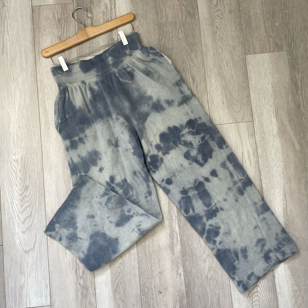 Vintage Lambswool Pants angora tie dye knit womens Blue (medium) loungewear boho